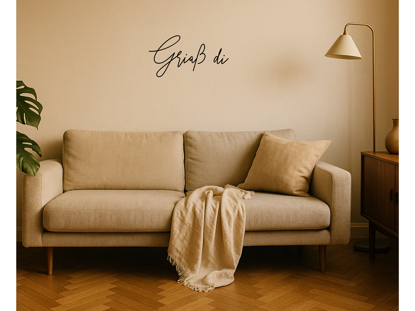 3D Wanddeko "Griaß di" | Minimalistischer Schriftzug für Eingangsbereich & Flur | ohne Bohren | Geschenk zum Einzug | leicht + nachhaltig