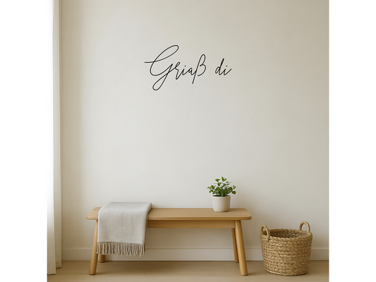 3D Wanddeko "Griaß di" | Minimalistischer Schriftzug für Eingangsbereich & Flur | ohne Bohren | Geschenk zum Einzug | leicht + nachhaltig