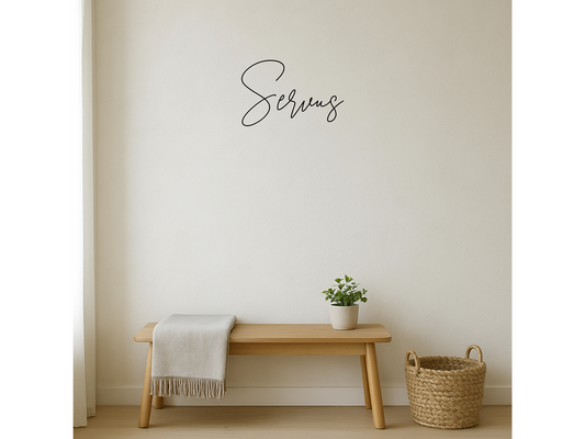 3D Wanddeko "Servus" | Minimalistischer Schriftzug für Eingangsbereich & Flur | ohne Bohren | Geschenk zum Einzug | ultraleicht + nachhaltig